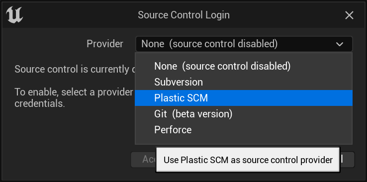 Source Control Connect - Select Provider